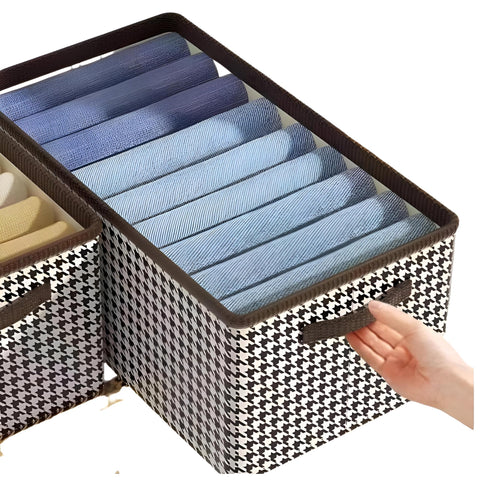 Foldable washable wadrobe Storage Box Folding Basket With Frame Clothing Organizer Drawer Cabinet Bin Containers For Wardrobe Bedroom Closet Home