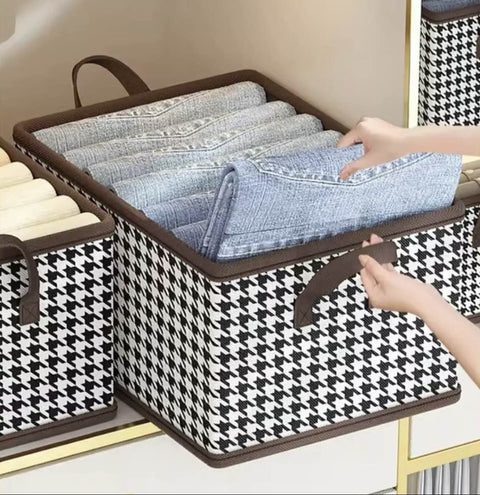 Foldable washable wadrobe Storage Box Folding Basket With Frame Clothing Organizer Drawer Cabinet Bin Containers For Wardrobe Bedroom Closet Home